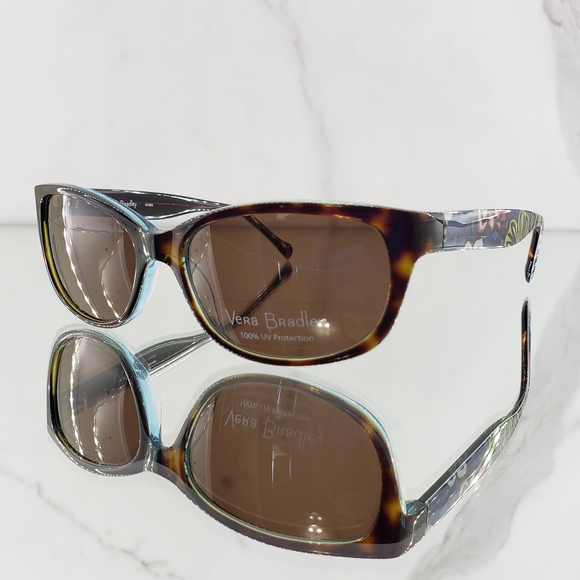 Vera Bradley Sunglasses Rheba CS African Violet 55mm Tortoise Shell Shield UV400 - Picture 2 of 5